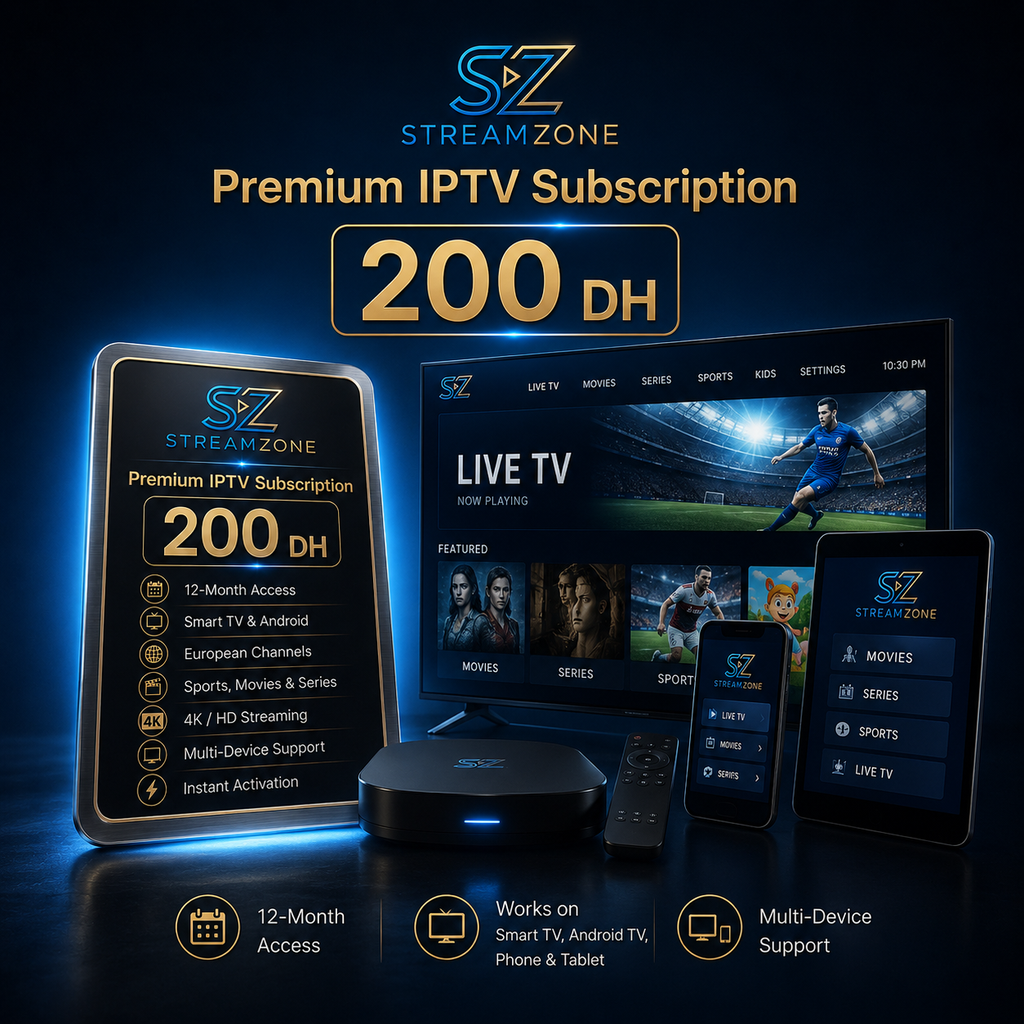 StreamZone Premium IPTV Subscription – 12 Months Access | Smart TV, Android & Multi-Device Streaming