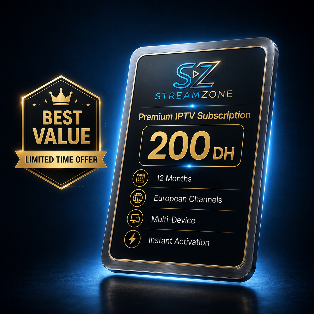 StreamZone Premium IPTV Subscription – 12 Months Access | Smart TV, Android & Multi-Device Streaming